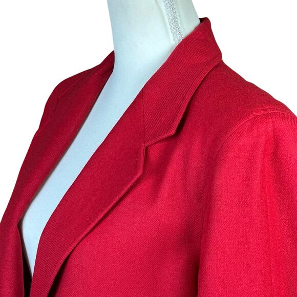 Nouveaux Wool Blazer Women Size 10 Red Single Button Front Classic Retro Coat - Picture 7 of 12